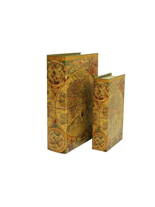 Tugra Ticaret Kutu Kitap Harita 2'Li Set Dekoratif Hediyelik