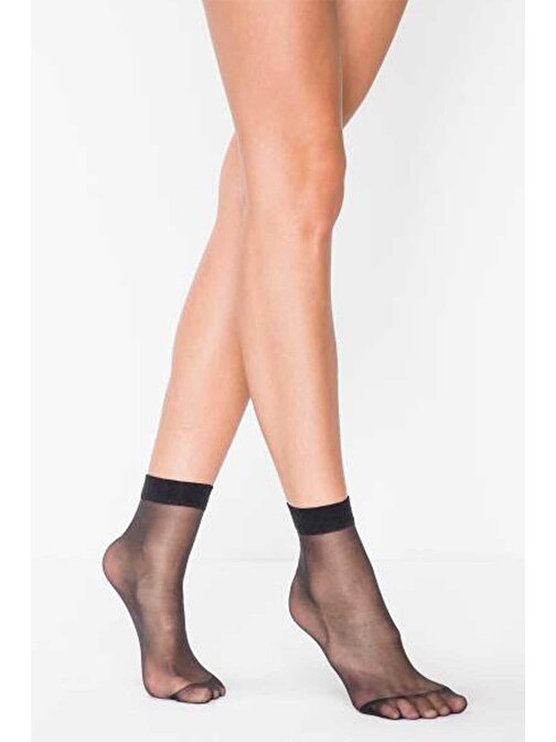 nefertiya Fit 15 Soket Ince Parlak Kısa Çorap Siyah