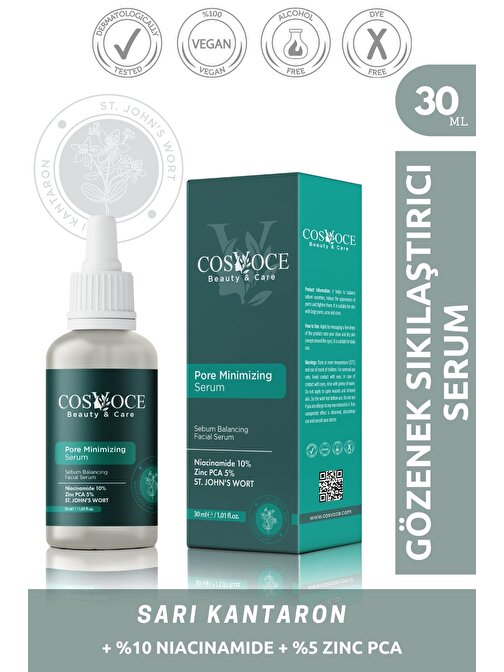 COSVOCE Gözenek Sıkılaştırıcı Sebum Dengeleyici Cilt Bakım Serumu 30 ml ( Niacinamide %10 + Zinc PCA%5 )