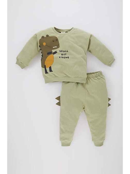 Erkek Bebek Dinazor Baskılı Sweatshirt Eşofman Altı 2li Takım C1276A523WN