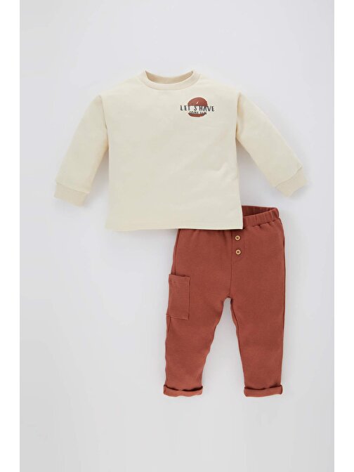 Erkek Bebek Baskılı Sweatshirt  Pantolon 2li Takım C1281A523WN
