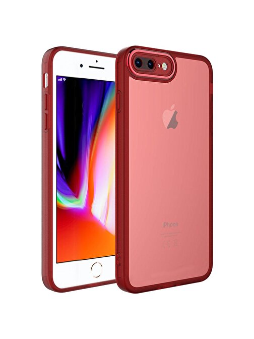 SMCASE Apple iPhone 8 Plus Kılıf Renkli Nikelaj Tuşlu Post Transparan Silikon