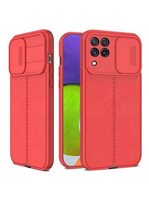 SMCASE Samsung Galaxy A32 4G Kılıf Lensi Kamera Korumalı Deri Dokulu SilikonNano Ekran Koruyucu