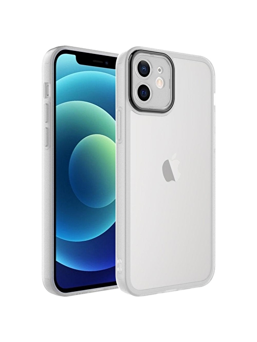 SMCASE Apple iPhone 11 Kılıf Renkli Nikelaj Tuşlu Post Transparan Silikon