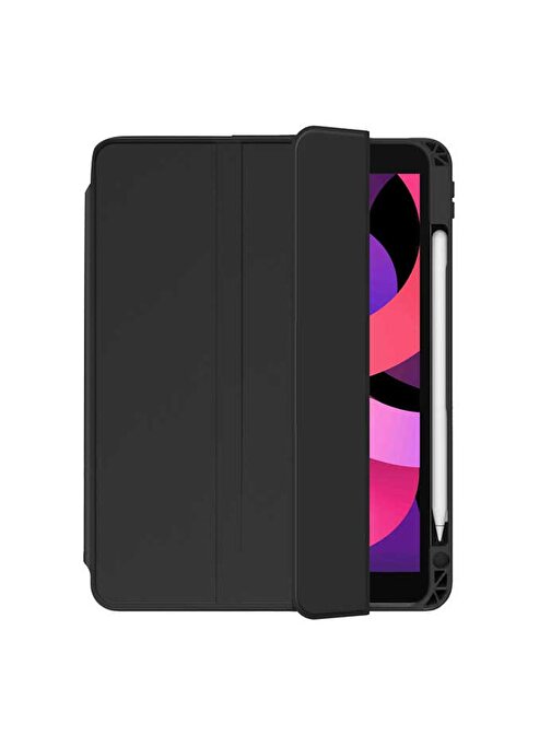 Smcase Apple iPad Air 10.9 2022 5.Nesil Kılıf Standlı Kalem Bölmeli Arkası Şeffaf nt2