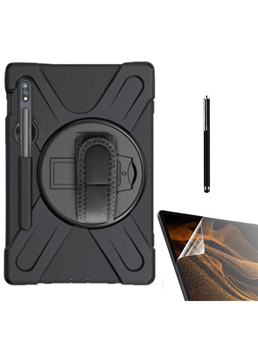 Smcase Samsung Galaxy Tab S7 Plus T970 Kılıf Tablet Tank Koruma Defender Standlı df33  Nano  Kalem