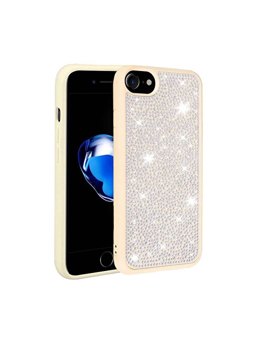 SMCASE Apple iPhone 8 Kılıf Parlak Taşlı Diamond Stone Kapak Silikon