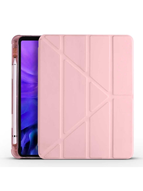 Smcase Apple iPad Air 10.9 2020 4.Nesil Kılıf Katlanabilir Standlı Pu Silikon tf1