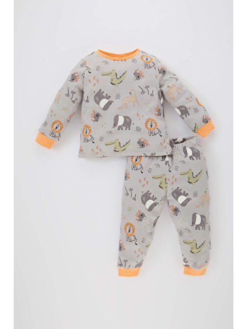Erkek Bebek Safari Baskılı Uzun Kollu Premium 2li Pijama Takımı B7736A524SP