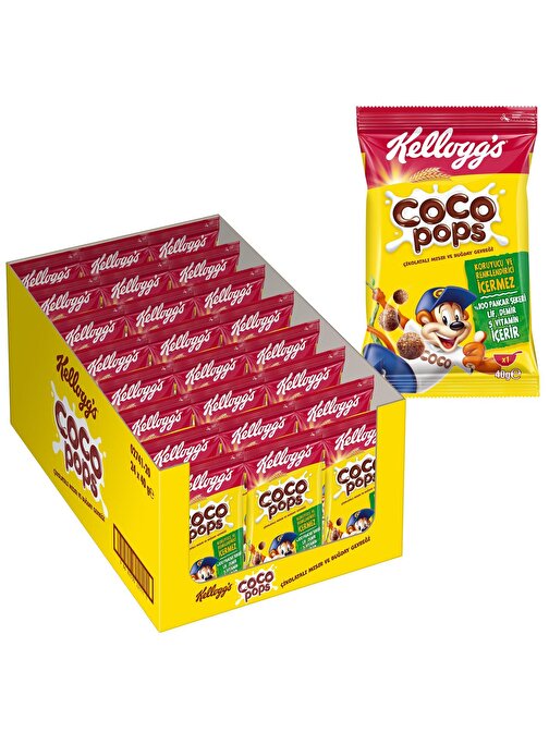 Kellogg's Coco Pops Topları 40 Gr x24 Adet,Lif,Demir ve 6Vitamin Kaynağı,%100 Pancar Şekeri,%40 Kakao