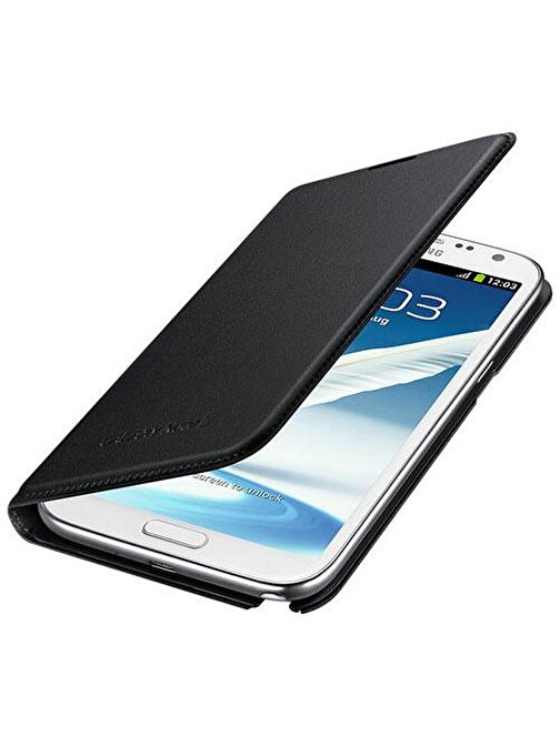Samsung Samsung Galaxy Note 2 Kılıf Orjinal Flip Wallet - Siyah EF-NN710B