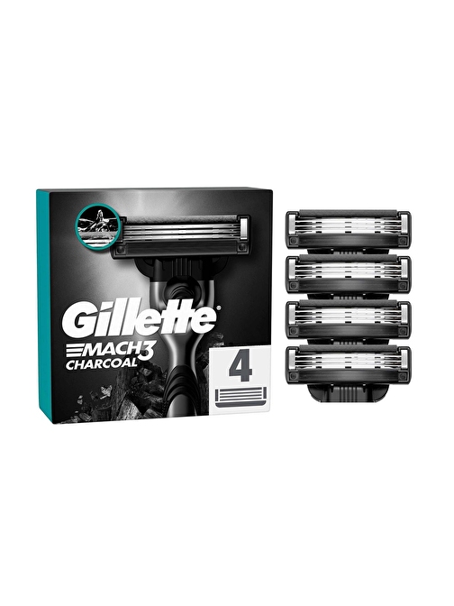 Gillette Mach3 Charcoal Yedek Tıraş Bıçağı 4'lü