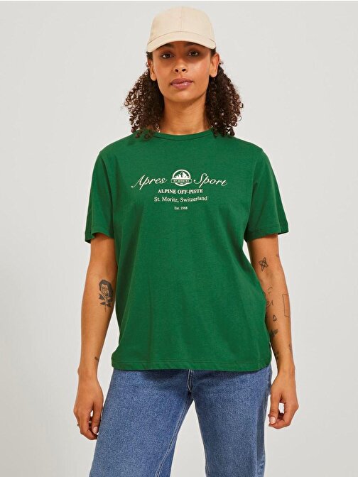 Jack&Jones JJXX Bisiklet Yaka Yeşil Kadın T-Shirt 12246753