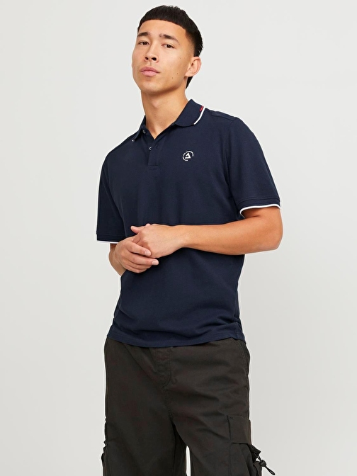 Jack&Jones Polo Yaka Lacivert Erkek T-Shirt 12252395