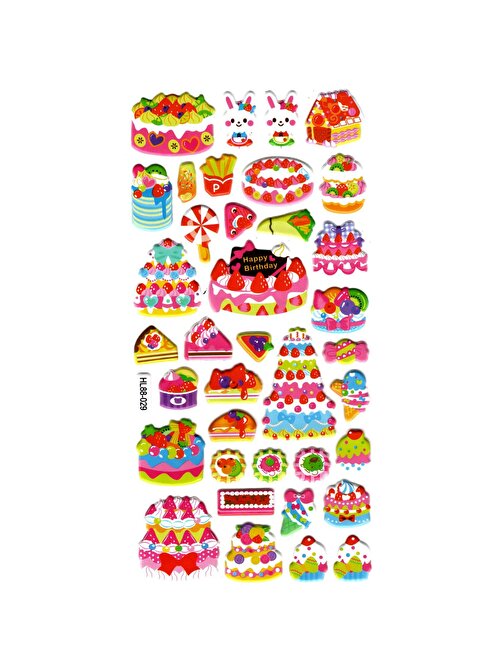 Sticker Kabartmalı Stiker Defter, Planlayıcı Etiket (HL88-029) - 17X9 cm - Sevimli Pasta Kawaii