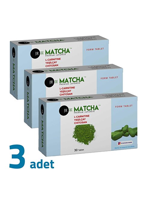 Matcha Premium Japanese L-Karnitin Yeşilçay Chitosan 30 Tablet x 3 Kutu