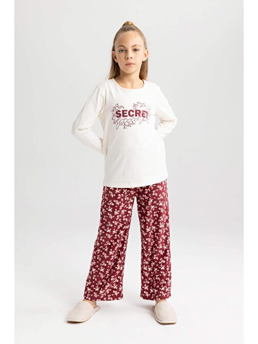 Kız Çocuk Baskılı Uzun Kollu Penye Pijama Takımı B3366A823WN