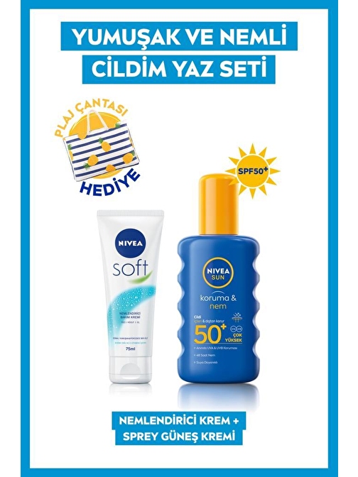 SUN Yüksek Güneş Koruyucu Sprey 200ml ve Soft Nemlendirici Bakım Kremi 75ml