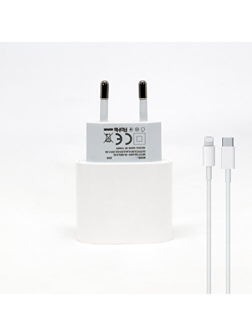 Global 20W PD Type-C Çıkışlı Hızlı Şarj Adaptörü 1m Lightning Kablo Set Beyaz WNE0402