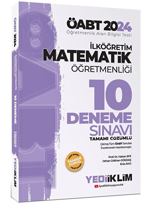 Yediiklim Yayınları 2024  Öabt İlköğretim Matematik Öğretmenliği Tamamı Çözümlü 10 Deneme Sınavı