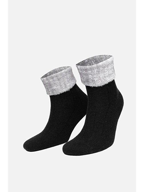 Aytuğ Kadın Lambswool (Koyun Yünü) Tekli Siyah Soket Çorap   A 45027 S