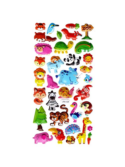 Sticker Kabartmalı Stiker Defter, Planlayıcı Etiket (limlra-026) - 17X9 cm - Zoo Orman Hayvanları