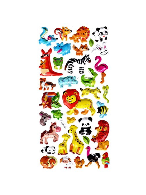 Sticker Kabartmalı Stiker Defter, Planlayıcı Etiket (limlra-027) - 17X9 cm - Orman Hayvanları