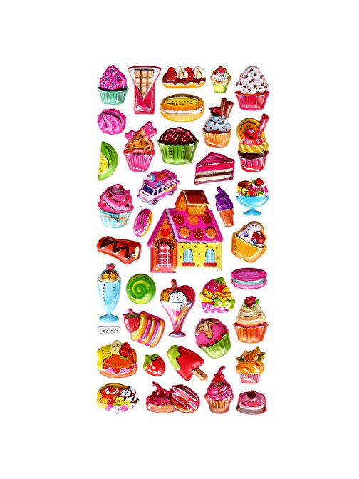 Sticker Kabartmalı Stiker Defter, Planlayıcı Etiket (limlra-041) - 17X9 cm - Şeker Pasta Cupcake