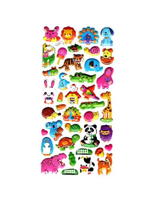 Sticker Kabartmalı Stiker Defter, Planlayıcı Etiket (limyl-011) - 17X9 cm - Mini Orman Hayvanları