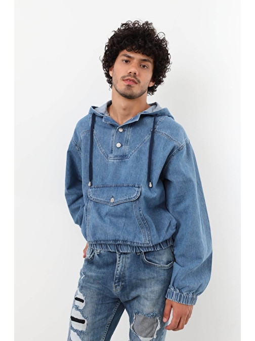 Erkek Jean Sweatshirt Mavi