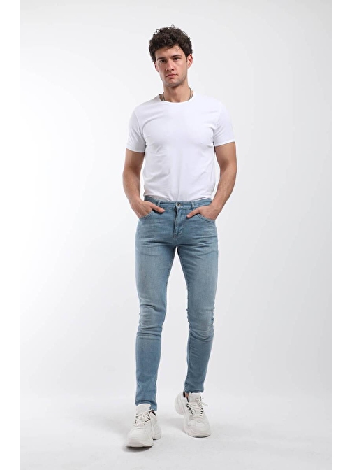 Erkek Monza Likralı Skinny Jean Pantolon Mavi