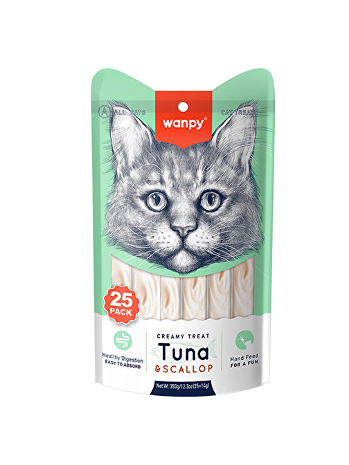 Wanpy Ton Balık ve Deniz Taraklı Krema Kedi Ödülü 25x14 Gr