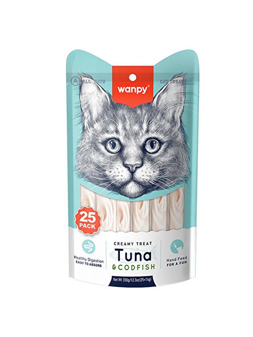 Wanpy Ton ve Morina Balıklı Krema Kedi Ödülü 25x14 Gr