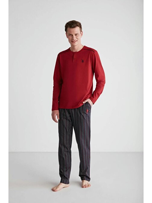 U.S. Polo Assn. Erkek Yarım Düğmeli Pijama Takımı