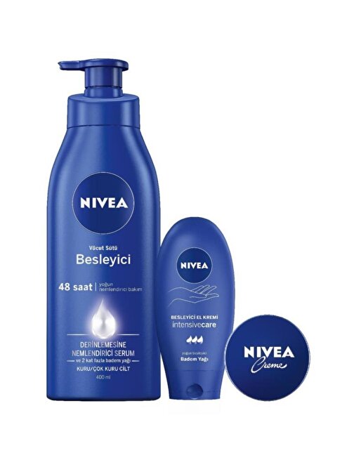 Nivea Besleyici Vücut Sütü 400 Ml + Nivea Besleyici Ve Derinlemesine Bakım El Kremi 75 Ml + Nivea Krem 30 Ml