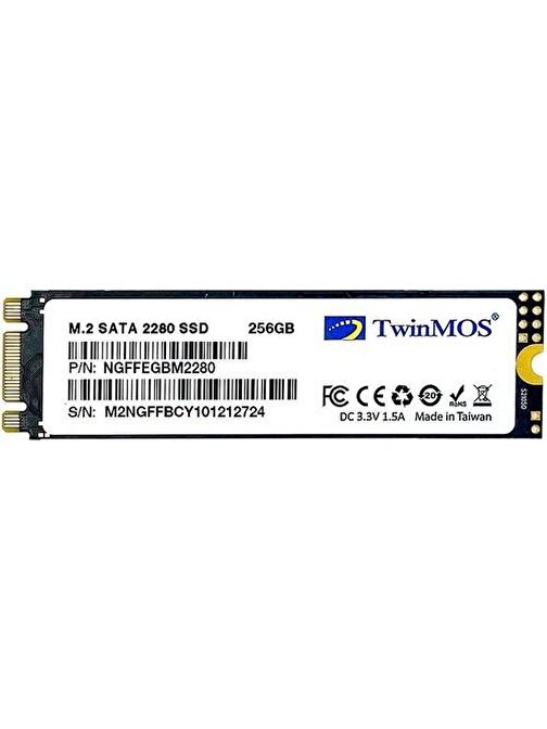 TwinMOS 256GB NGFFEGBM2280 M.2 2280 SATA3 SSD (580Mb-550Mb-s) 3DNAND Ssd Disk