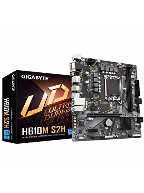 Gigabyte H610M S2H DDR5 5600 MHz Soket 1700 M.2 HDMI DP D-Sub DVI-D mATX Anakart