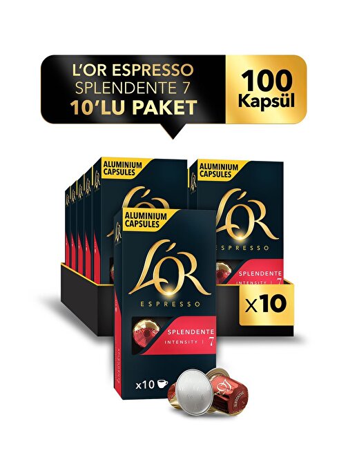 L'Or Splendente Intensity 7 Uyumlu Kapsül Kahve Fırsat Paketi 10 x 10 Paket 100 Adet