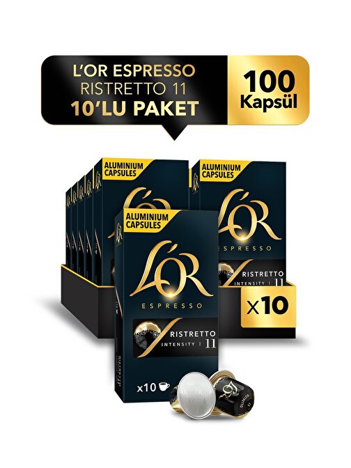 L'Or Ristretto Intensity 11 Uyumlu Kapsül Kahve Fırsat Paketi 10 x 10 Paket 100 Adet