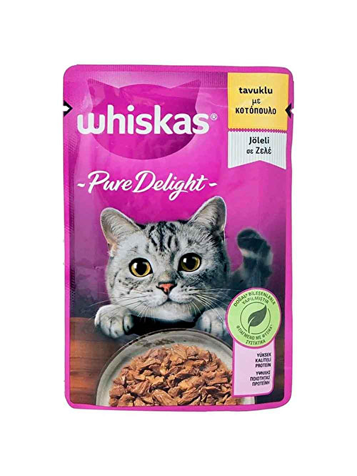 Whiskas Pouch Pure Delight Jöle İçinde Tavuklu Yetişkin Kedi Konservesi 12 Adet 85 Gr