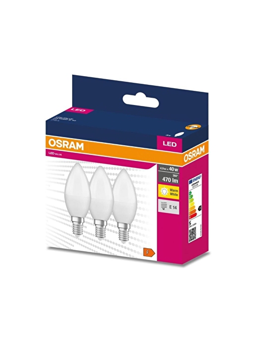 Osram Value Classic B404 4.9W E-14 Duy Mum Led Ampul 3Lü Paket - Sarı Işık