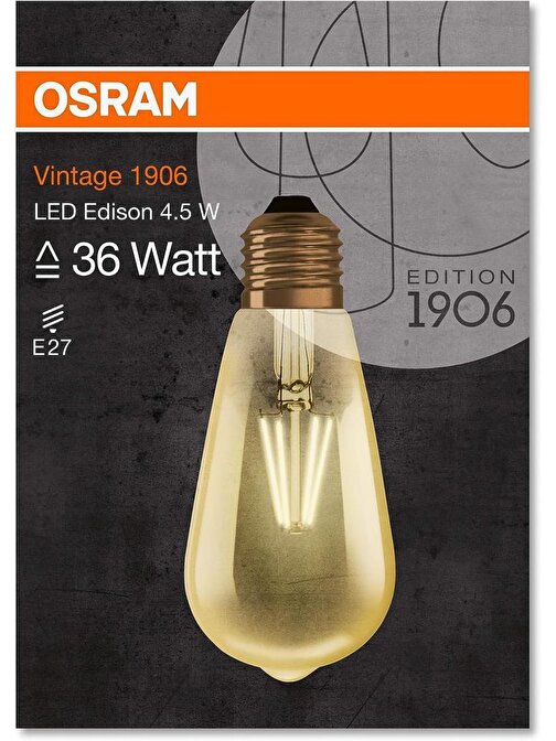 Osram Vintage Edison 4.5W E27 Duy Led - Sarı Işık