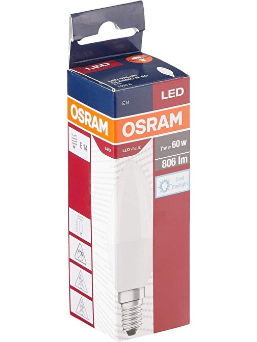 Osram Value Classic B60 7W E14 Duy Led - Beyaz Işık