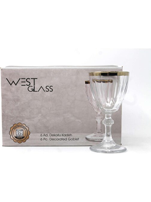 Paşabahçe Westglass W440113G Diamond Gold Kaplama Ayaklı Kahve Yanı Bardağı 6 Adet