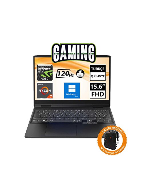 Lenovo IdeaPad Gaming 3 82SB00P4TR15 Ryzen7 7735HS 64GB 1TBSSD RTX4050 15.6" FullHD W11P Taşınabilir Bilgisayar-CNT016