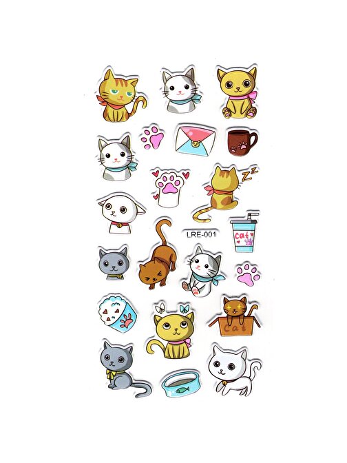 Sticker Kabartmalı Stiker Defter, Planlayıcı Etiket (lre-001) - 17X9 cm - Pati Mektup Kedi