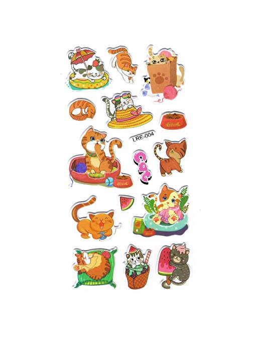 Sticker Kabartmalı Stiker Defter, Planlayıcı Etiket (lre-004)-17X9 cm - Sevimli Komik Kedi