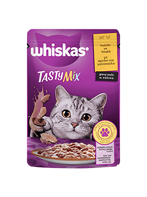 Whiskas Pouch Tastymix Sos İçinde Kuzulu ve Hindili Yetişkin Kedi Konservesi 6 Adet 85 Gr