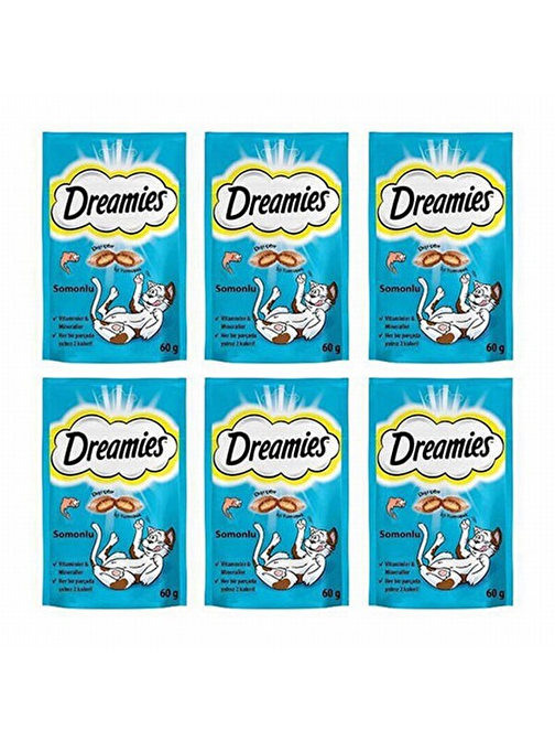 Dreamies Somon Balıklı Kedi Ödülü 6x60 Gr