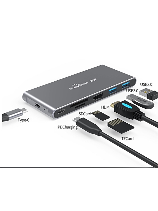 LivX Blueendless M.2 Sata Ngff Ssd Hard Disk Kutusu Ve 6 In 1 Type C Çevirici Dönüştürücü Hub M601c